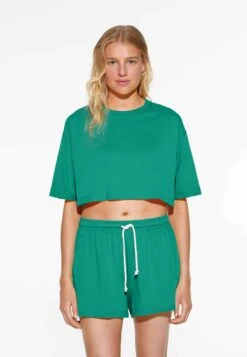 Oysho Washed CropT-Shirt BasicGreen Donna T-shirt E Top OY121D078-M11