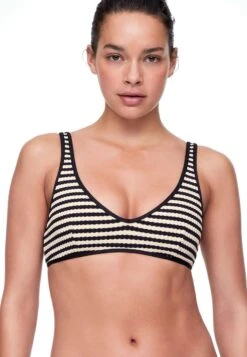Oysho Textured Stripe Halter Bikini Pezzo SopraBlack Donna Moda Mare OY181J0CF-Q11
