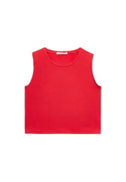 Oysho Cropped Microperforated Technical Sleeveless- Top - Red -Oysho Negozio 2c856f08bdf6497e9e730d845146ee42