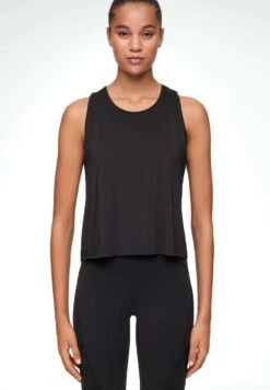 Oysho Microperforated Technical SleevelessTopBlack Donna T-shirt E Top OY121D072-Q11