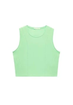 Oysho Cropped Microperforated Technical Sleeveless- Top - Light Green -Oysho Negozio 572f96f8b4704da3b2f99597684775ed