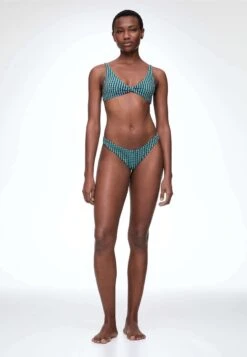 Oysho Gingham U-Cut Mid-Rise - Bikini Pezzo Sotto - Blue