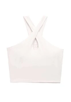 Oysho Comfortlux With Crossover Neckline And Cups - Top - White -Oysho Negozio 63abbe57f3bd486c89196ad2e6b2d05a