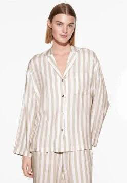 Oysho Striped Long-Sleeved Maglia Del PigiamaBeige Donna Intimo Notte E Loungewear OY181Q12R-B11 -Oysho Negozio 74c0bb4512e24ed89af87b9dd3831424