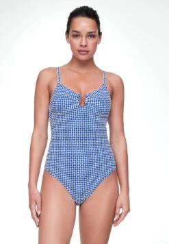 Oysho Ditsy Geometric U-Notch NecklineCostume Da BagnoBlue Donna Moda Mare OY181G08J-K11