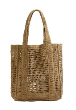 Oysho OPEN-WEAVE SHOPPER - Shopping Bag - Beige
