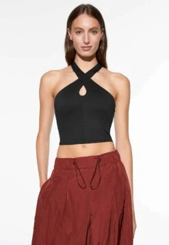 Oysho Comfortlux With Crossover Neckline And Cups - Top - Black
