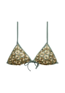 Oysho Shiny Floral Appliqué Triangle- Bikini Pezzo Sopra - Green -Oysho Negozio b1c1463fcb8e468e8f31f07a9f86bd31