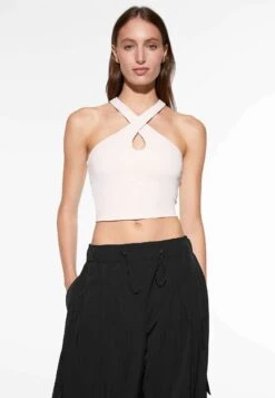 Oysho Comfortlux With Crossover Neckline And Cups - Top - White