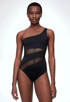Oysho Sheer Panel AsymmetricCostume Da BagnoBlack Donna Moda Mare OY181G07P-Q11