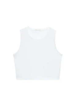 Oysho Cropped Microperforated Technical Sleeveless TopWhite Donna T-shirt E Top OY141D097-A11 -Oysho Negozio f4b216252a5e437bac43db2fcb8862e1