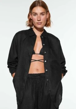 Oysho GinghamLong-SleevedCamiciaBlack Donna Camicie E Bluse OY121E06K-Q11